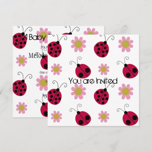 Lieveheersbeestjes en Bloemen Baby shower Kaart (Voorkant / Achterkant)