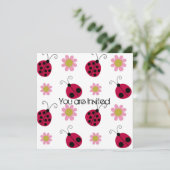 Lieveheersbeestjes en Bloemen Baby shower Kaart (Staand voorkant)