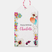 Lieveheersbeestjes en bloemen Verjaardagsfeest Cadeaulabel (Voorkant)