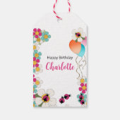 Lieveheersbeestjes en bloemen Verjaardagsfeest Cadeaulabel (Achterkant)