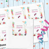 Lieveheersbeestjes en bloemen Verjaardagsfeest Vierkante Sticker