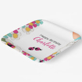 Lieveheersbeestjes en Bloemen Vierkant Verjaardags Papieren Bordje (Gebogen)