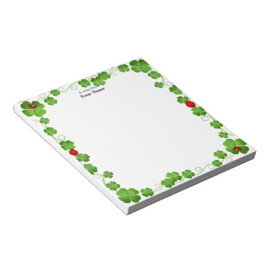 Lieveheersbeestjes en Four_Leaf Clovers Eenvoudig Notitieblok (Schuin)