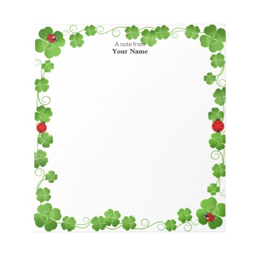 Lieveheersbeestjes en Four_Leaf Clovers Eenvoudig Notitieblok (Voorkant)