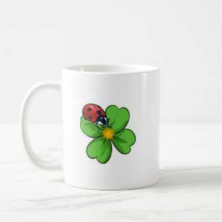 Lieveheersbeestjes en groene bladeren Natuurillust Koffiemok