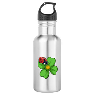 Lieveheersbeestjes en groene bladeren Natuurillust Waterfles
