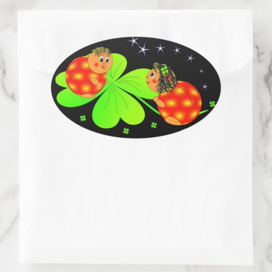 lieveheersbeestjes en klavers stickers (Tas)