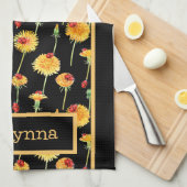 Lieveheersbeestjes en paardenbloemen theedoek (Quarter Fold)