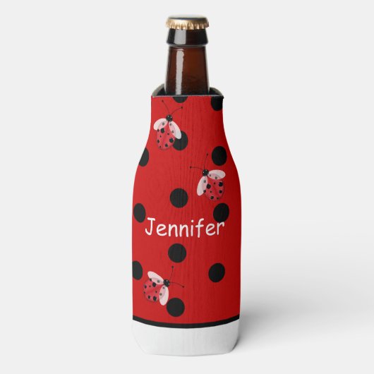 Lieveheersbeestjes en Polka Dots Custom Bottle Coo Flesjeskoeler (Fles Voorkant)