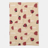 Lieveheersbeestjes en rode paddenstoelen theedoek (Verticaal)