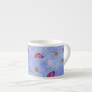 Lieveheersbeestjes en vallende bladeren Blauw patr Espresso Kop