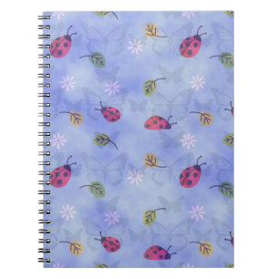 Lieveheersbeestjes en vallende bladeren Blauw patr Notitieboek