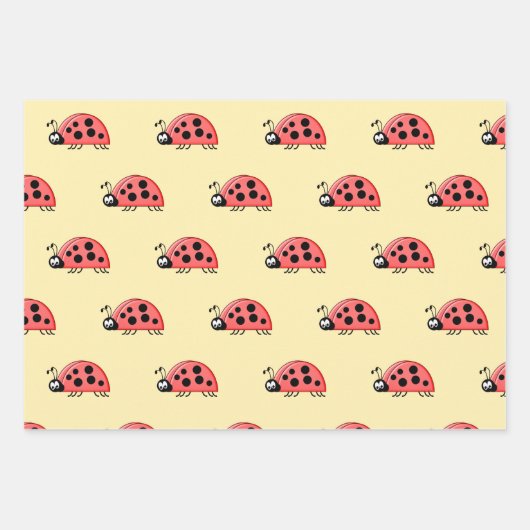 Lieveheersbeestjes geel en zwart stippen en vierka inpakpapier vel (Voorkant)
