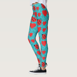 Lieveheersbeestjes Geluks insect Rode Harten Zwart Leggings