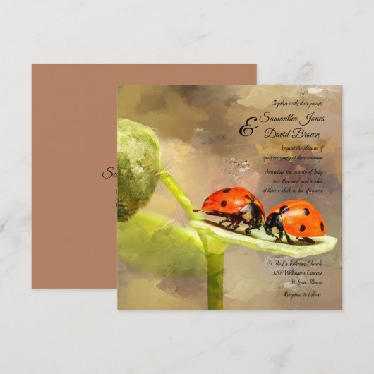 Lieveheersbeestjes Huwelijksuitnodiging op maat Kaart (Voorkant / Achterkant)