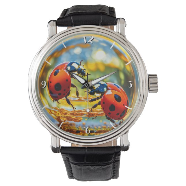 Lieveheersbeestjes in een druppel water horloge (Voorkant)