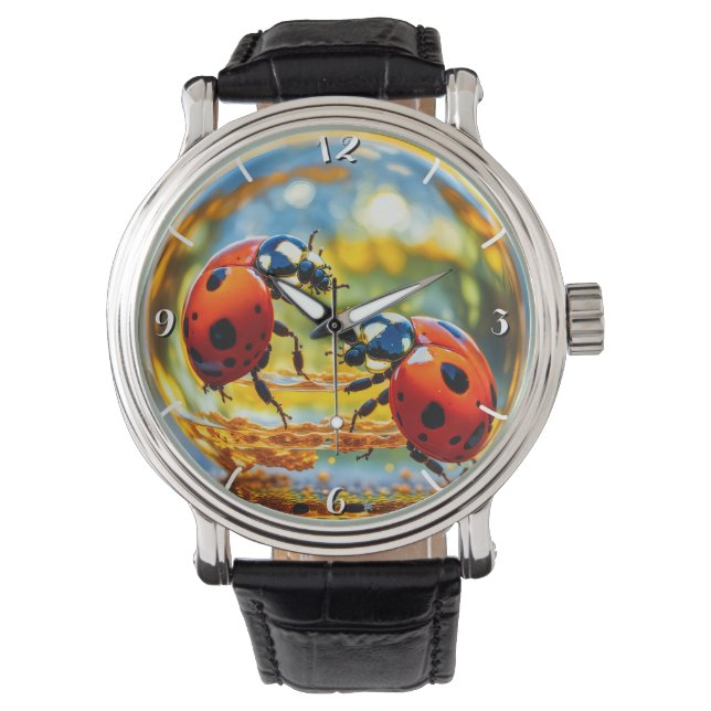 Lieveheersbeestjes in een druppel water horloge (Voorkant)