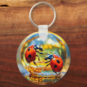 Lieveheersbeestjes in een druppel water sleutelhanger (Achterkant)
