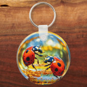 Lieveheersbeestjes in een druppel water sleutelhanger (Voorkant)