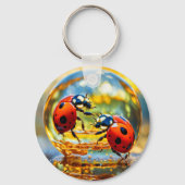 Lieveheersbeestjes in een druppel water sleutelhanger (Achterkant)