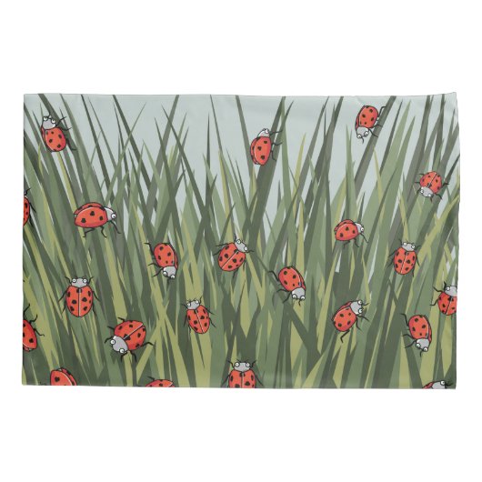 Lieveheersbeestjes in Green Grass patroon Kussensloop (Achterkant)