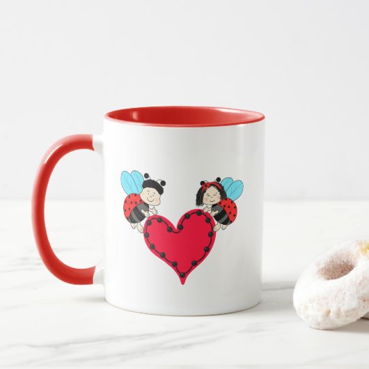 Lieveheersbeestjes met hart mok (Met donut)