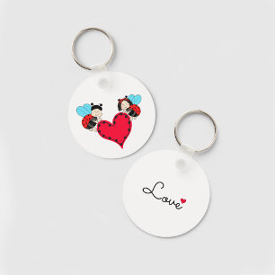 Lieveheersbeestjes met hart sleutelhanger