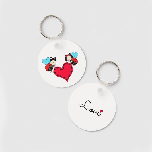 Lieveheersbeestjes met hart sleutelhanger