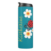 Lieveheersbeestjes noemen rood wit geel op aqua thermosbeker (Geroteerd rechts)