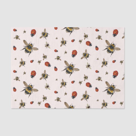 Lieveheersbeestjes op Bees patroon weefsel papier (Voorkant)