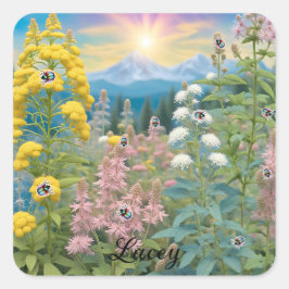 Lieveheersbeestjes op bezoek in de tuin vierkante sticker