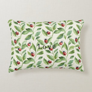 Lieveheersbeestjes op Groene Bladeren Tuin Accent Kussen