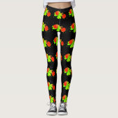Lieveheersbeestjes op Shamrock Pattern Black Leggi Leggings (Voorkant)