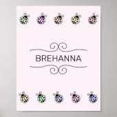 Lieveheersbeestjes Pastel Kleurenrand op Roze Post Poster (Voorkant)