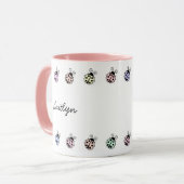 Lieveheersbeestjes Pastel Kleurrijke Rand Mok (Voorkant links)