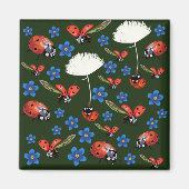 Lieveheersbeestjes Spring Square Magnet (Voorkant)