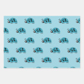 Lieveheersbeestjes turkoois en zwarte stippen en v inpakpapier vel (Voorkant)