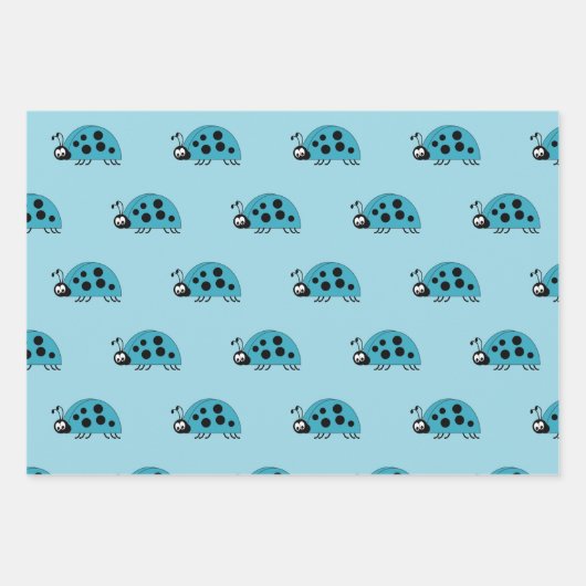 Lieveheersbeestjes turkoois en zwarte stippen en v inpakpapier vel (Voorkant)