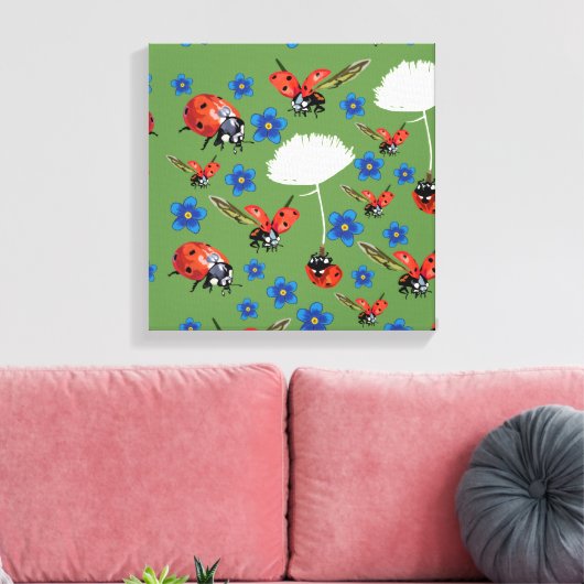 Lieveheersbeestjes verpakt canvas (Insitu (Woonkamer))