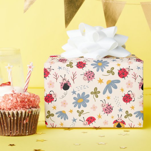 lieveheersbeestjesbloem cadeaupapier (Verjaardagsfeest)