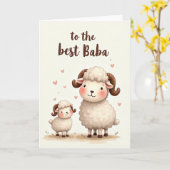 Lievende Baba Schaap Kaart (Gele Bloem)