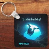 Liever Doken Gepersonaliseerde Sleutelhanger Scuba (Voorkant)