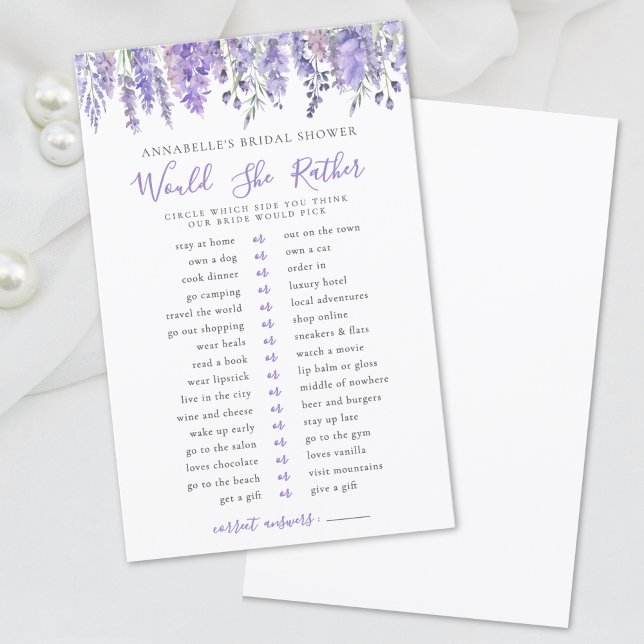 Liever een lavendel Vrijgezellenfeest (Would She Rather Lavender Floral Bridal Shower)