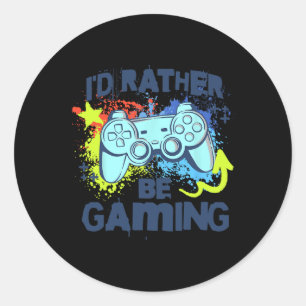 Liever gamen Grappige Video Game Player Gezegde GR Ronde Sticker