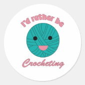 Liever haken groene bal van garen ronde sticker (Voorkant)