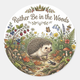 Liever in het Bos Knuffel Egeltje Cottagecore Ronde Sticker