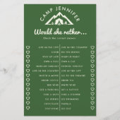 Liever kamperen Bachelorette Party Game Groen Flyer (Voorkant)