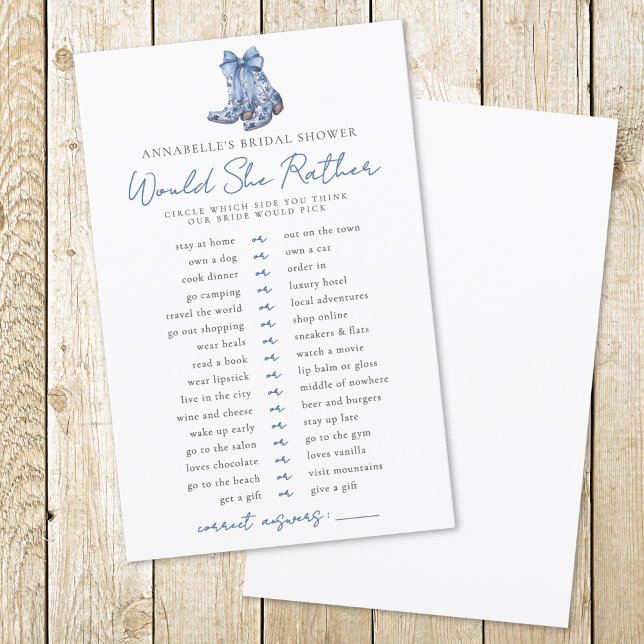 Liever Land Cowboy Bruiloft Feestje (Would Rather Country Bow Cowboy Bridal Shower)
