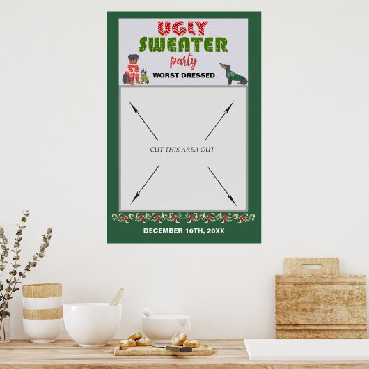 Liever Lelijke Trui Feest Fotocabine Requisieten D Poster (Keuken)