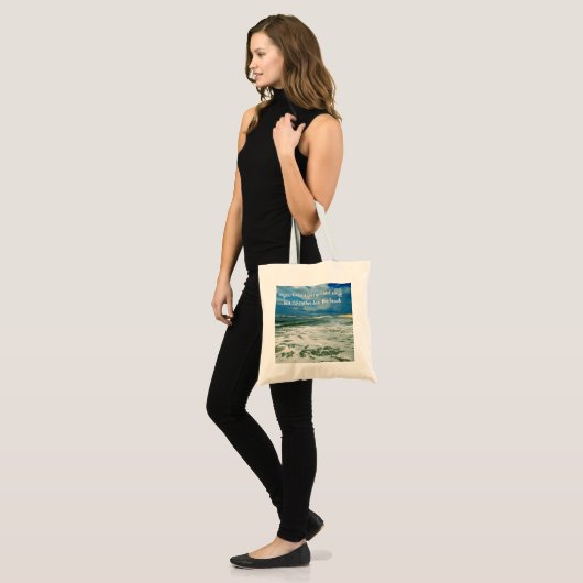 Liever op het strand | Eigen Tekst Tote Bag (Voorkant (model))